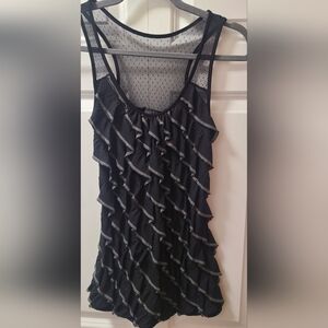 2B Bebe Black Ruffled Tank Top- SIZE SMALL